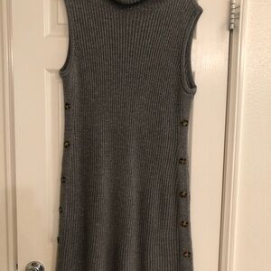 New York & Company Gray Ribbed Knit Dress